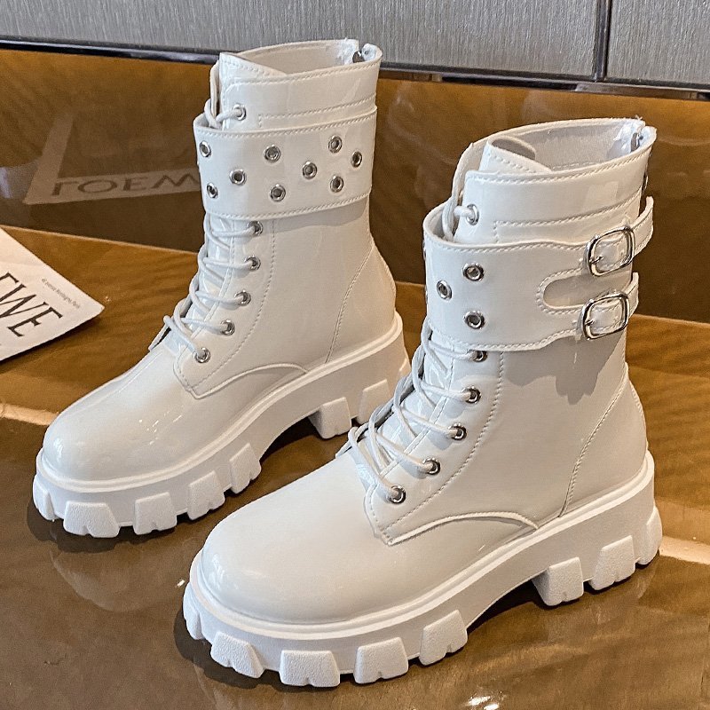 Crossfit Belt - Women Boots Autumn/winter Thick Soled Patent