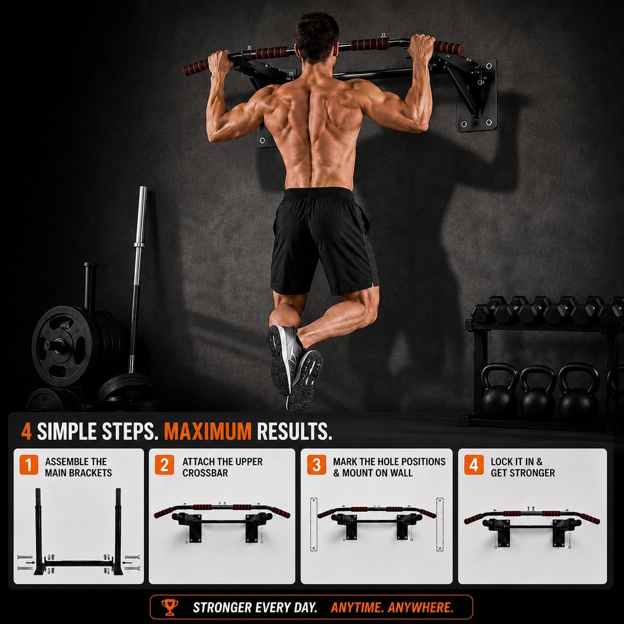 Pull-Up Bar for Home Gym, Wall - Pull Up Bar 评论和价格