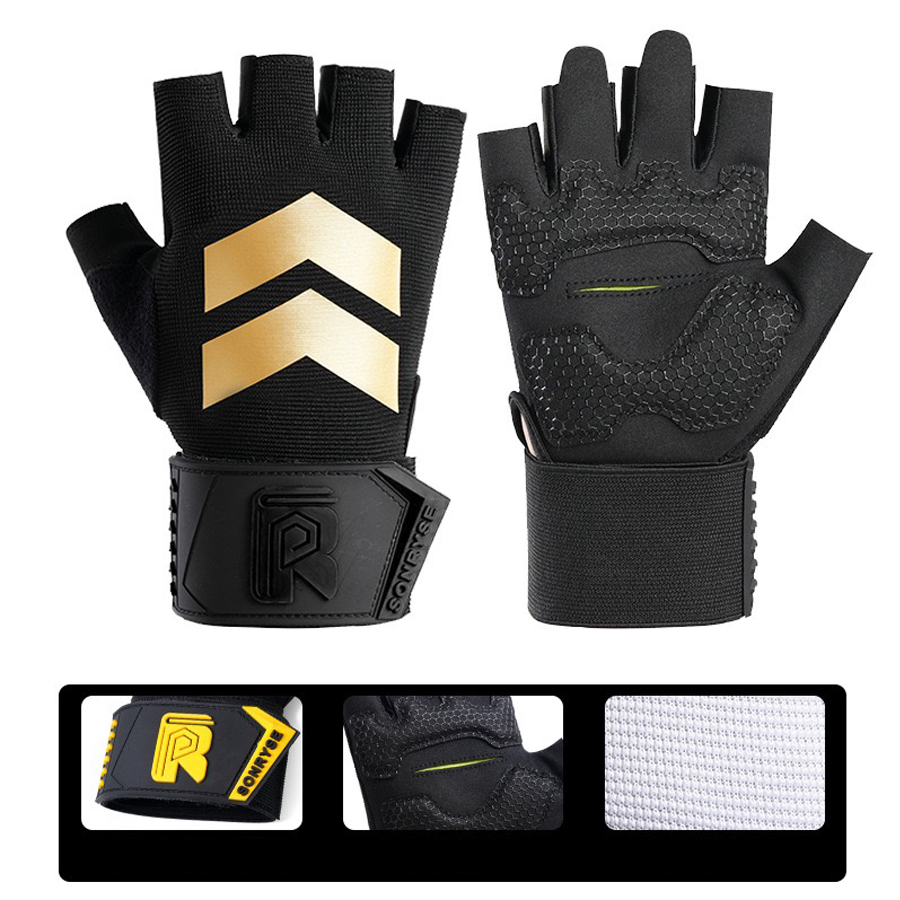 Half finger fitness gloves wit - Weightlifting Gloves 评论和价格