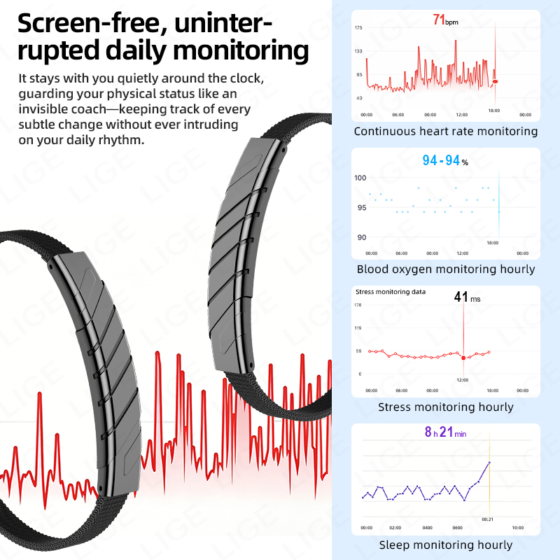 LIGE Casual Smart Bracelet Fit - Gymnastic Ring 评论和价格